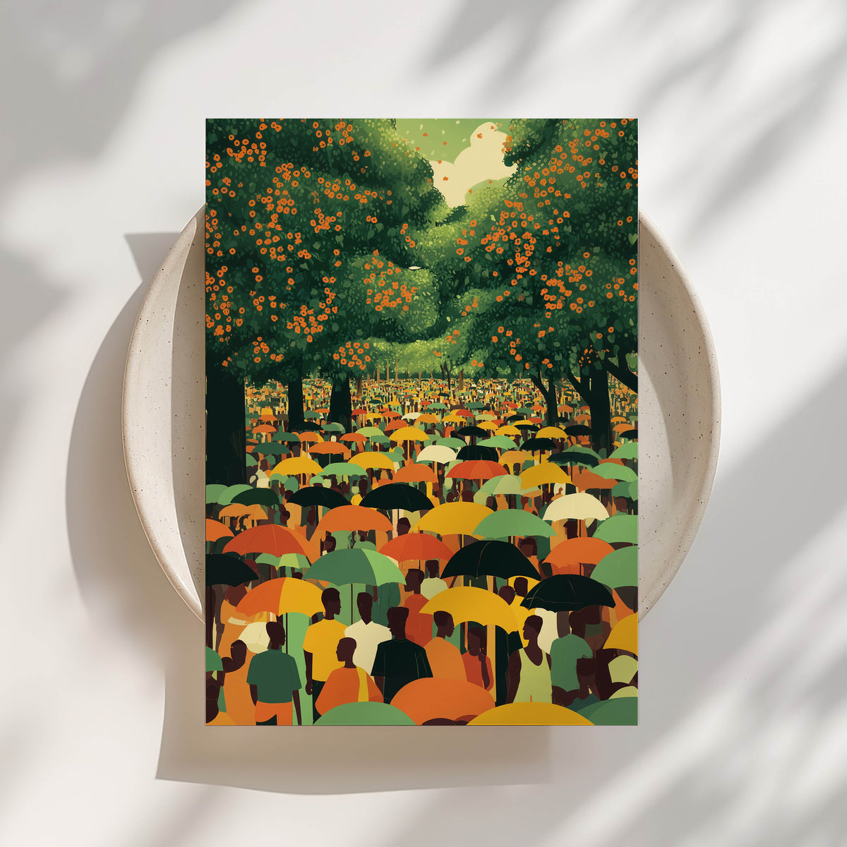 Black People With Umbrellas Print