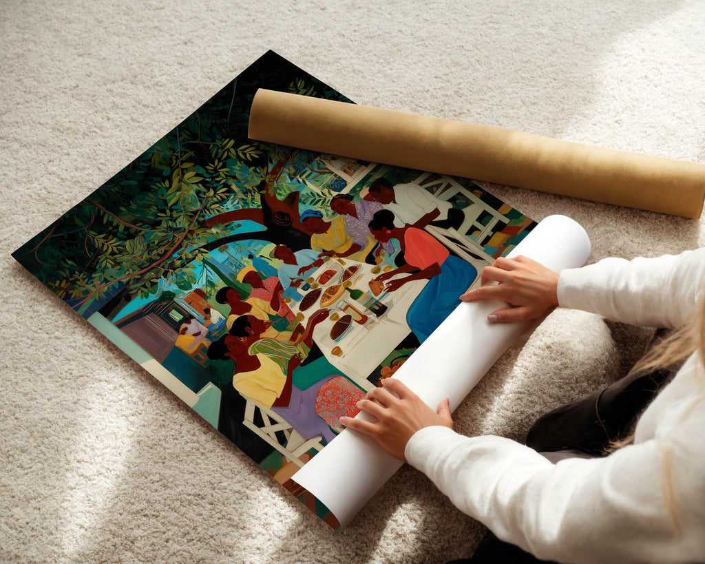 Black Family Feast Print
