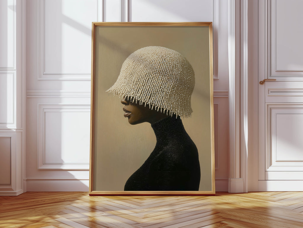 Pearl Cap - Black Woman Portrait Print
