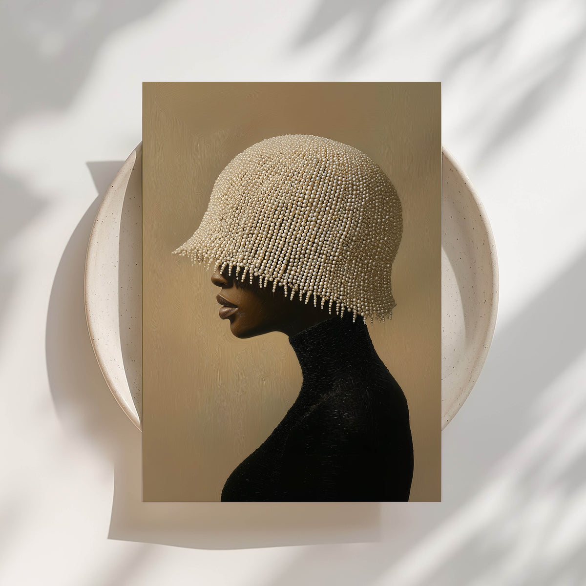 Pearl Cap - Black Woman Portrait Print