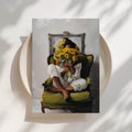 Sunflower Chair - Black Woman Art Print