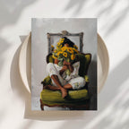 Sunflower Chair - Black Woman Art Print