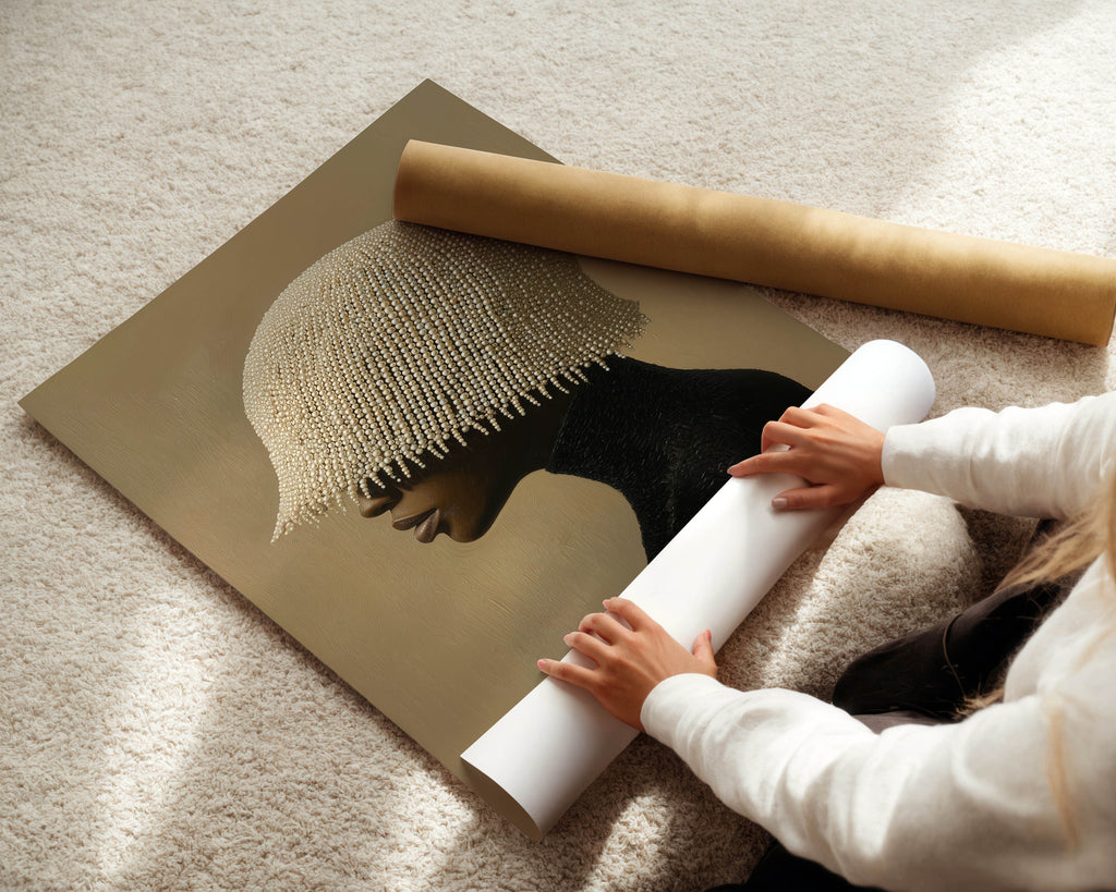 Pearl Cap - Black Woman Portrait Print