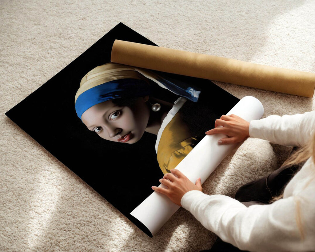 The Pearl Earring - Black Girl Portrait Print
