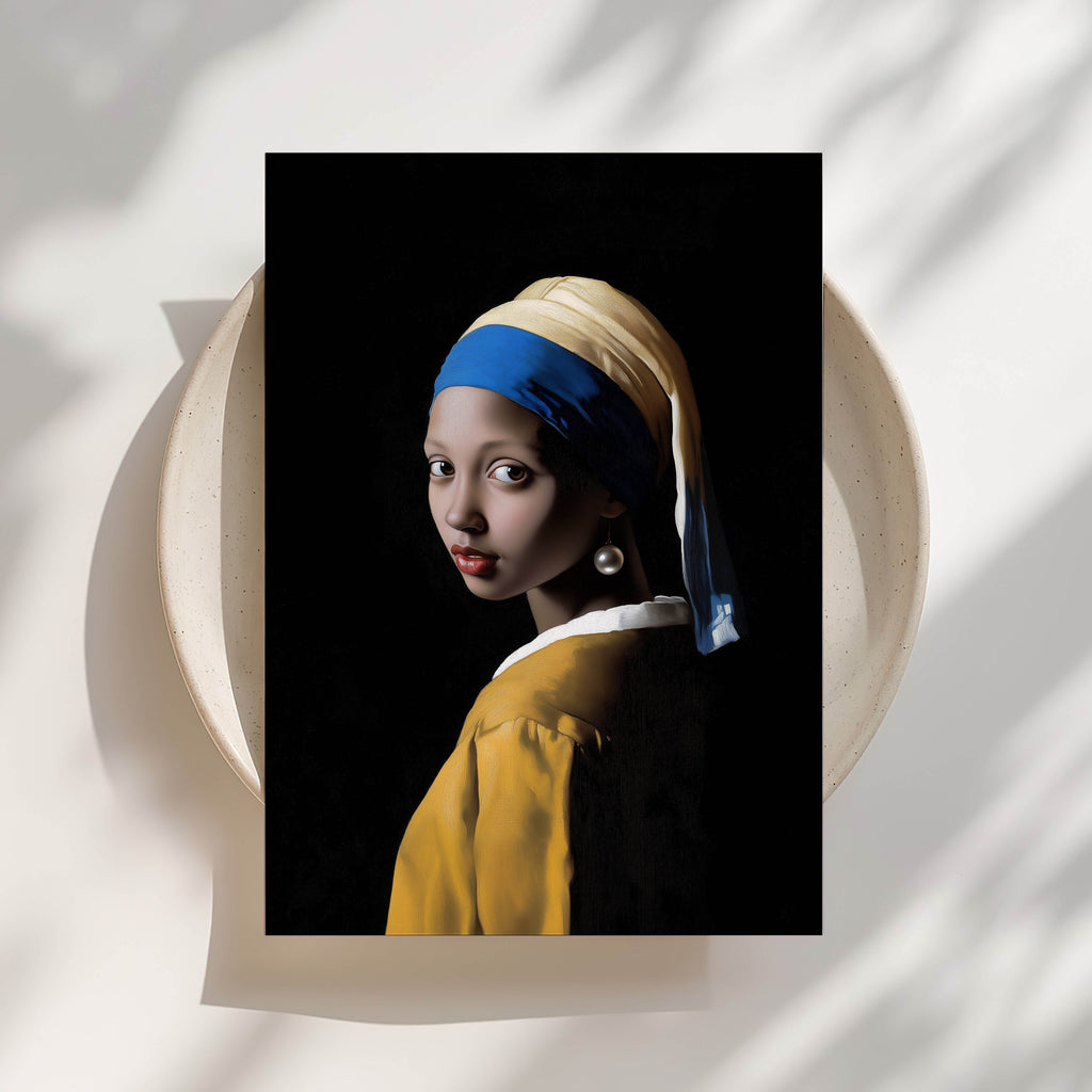 The Pearl Earring - Black Girl Portrait Print