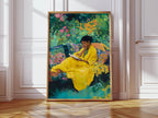 Yellow Garden Read - Black Woman Art Print