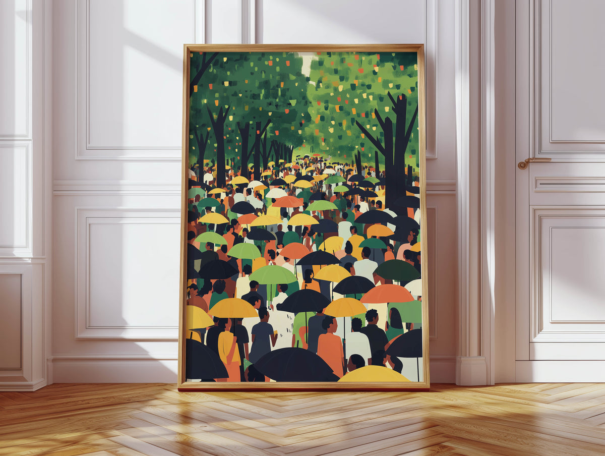 Rainbow Umbrellas - Afrocentric Crowd Print