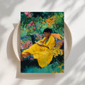 Yellow Garden Read - Black Woman Art Print