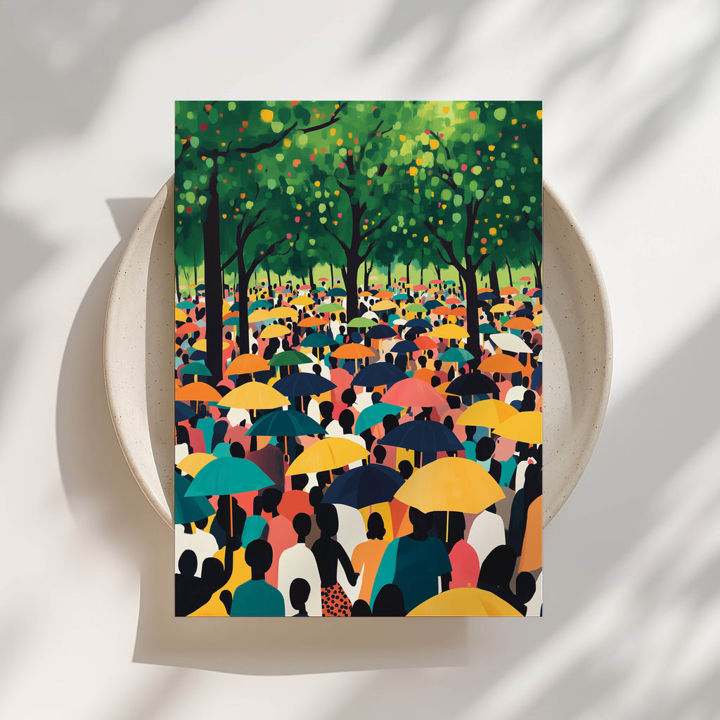 Umbrella Crowd - Black Community Art Print