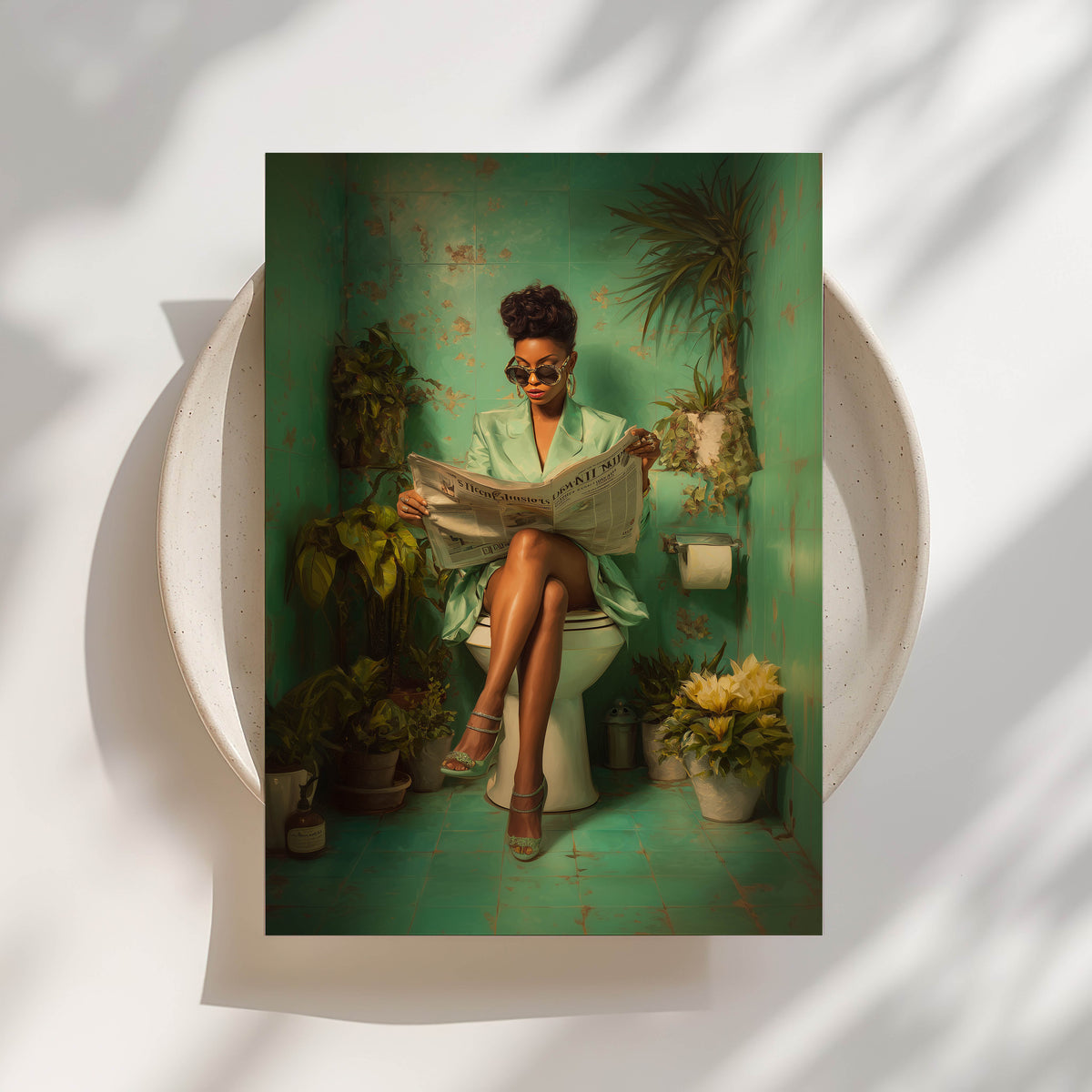Morning Paper - Black Woman Art Print