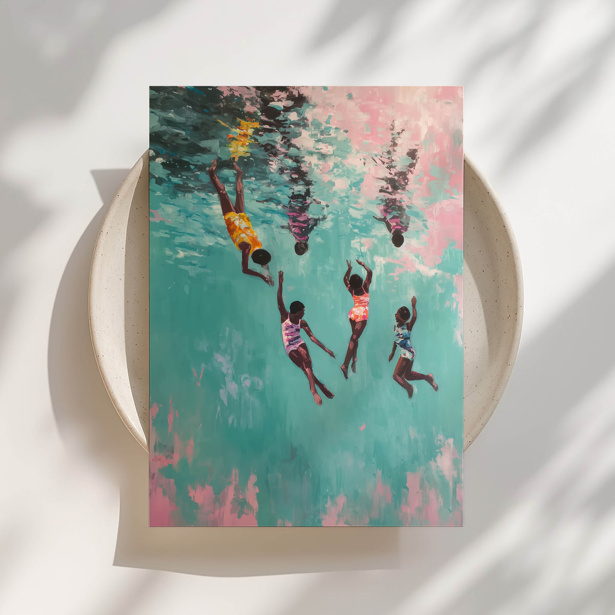 Underwater Play - Black Children Art Print
