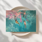 Sunlit Dive - Black Kids Ocean Art Print