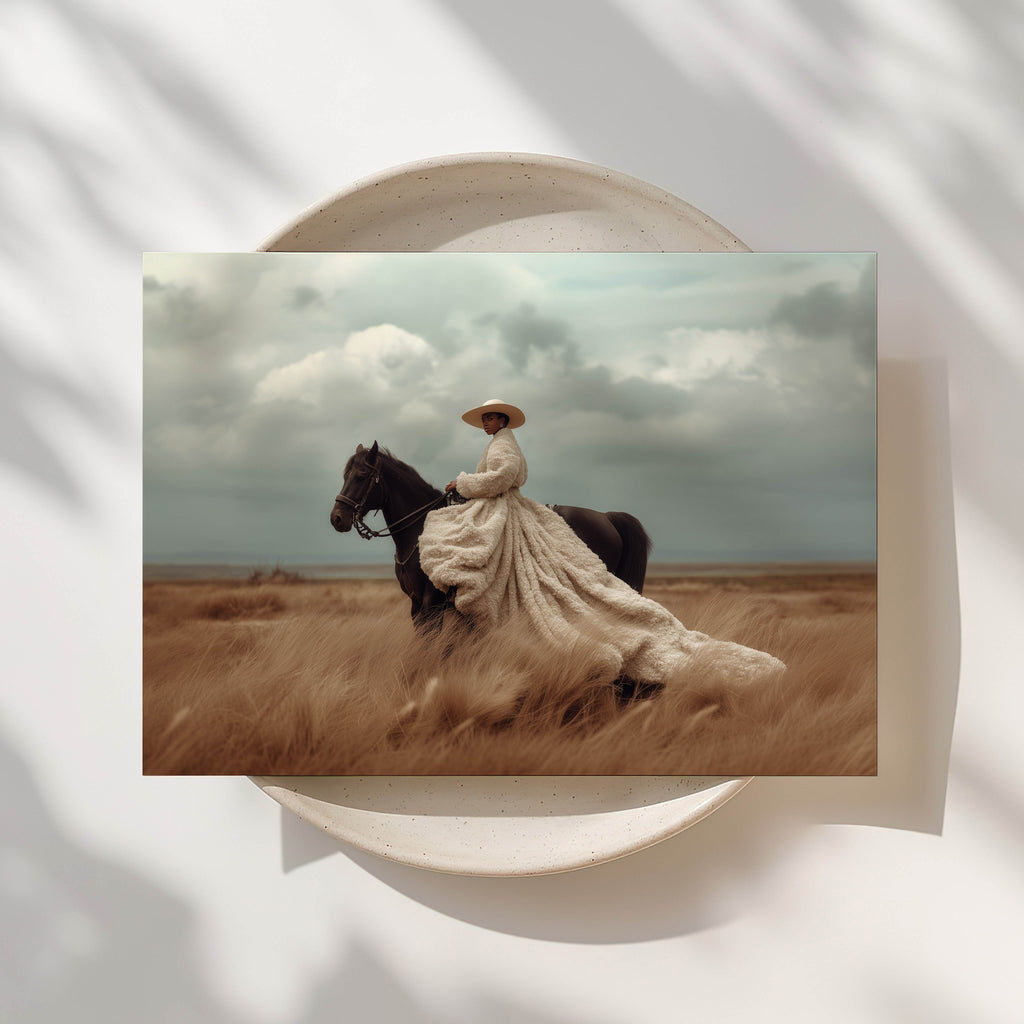 The Rider - Black Equestrian Art Print