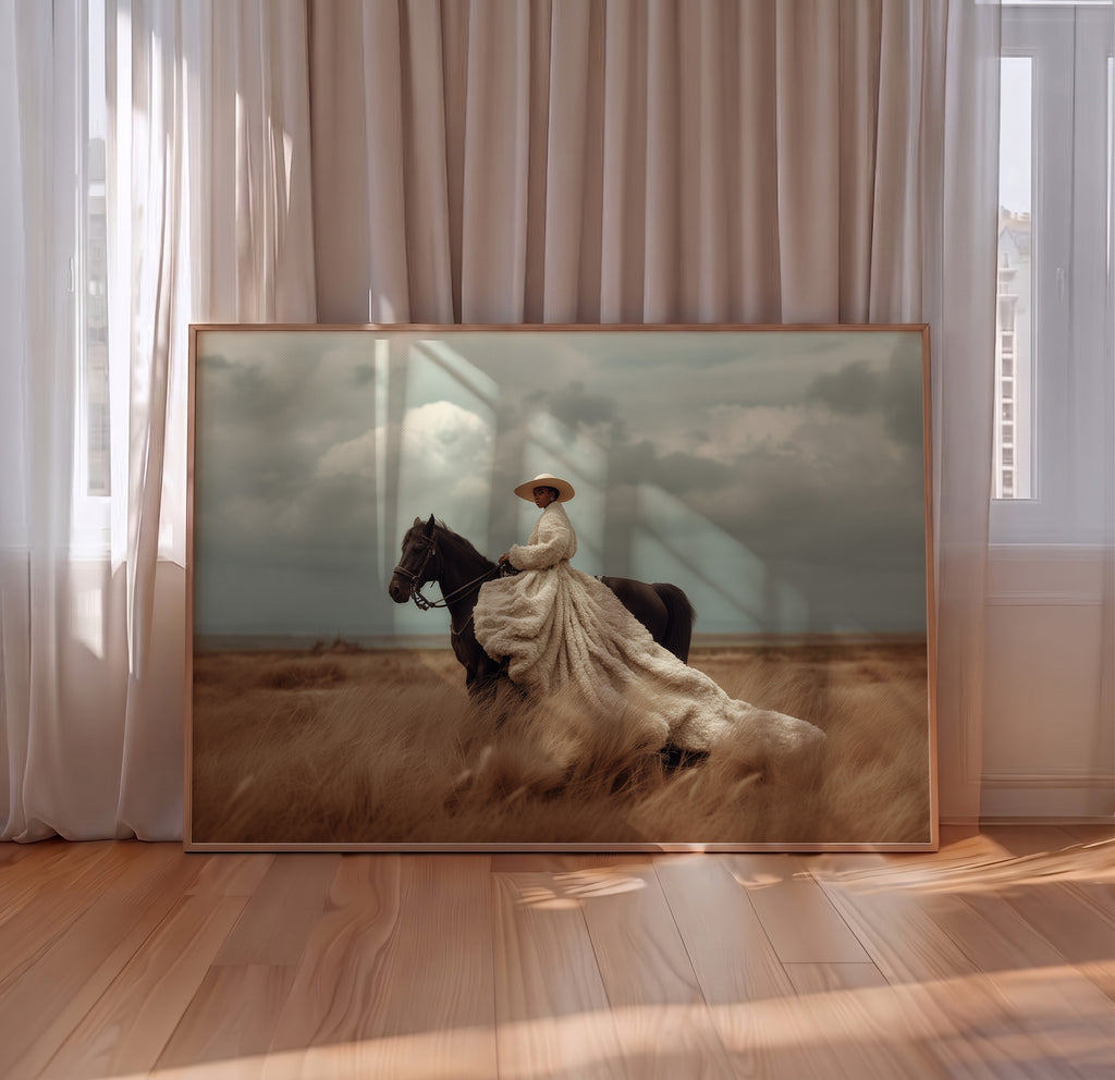 The Rider - Black Equestrian Art Print
