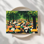 Umbrella Season - Park Black Crowd Print