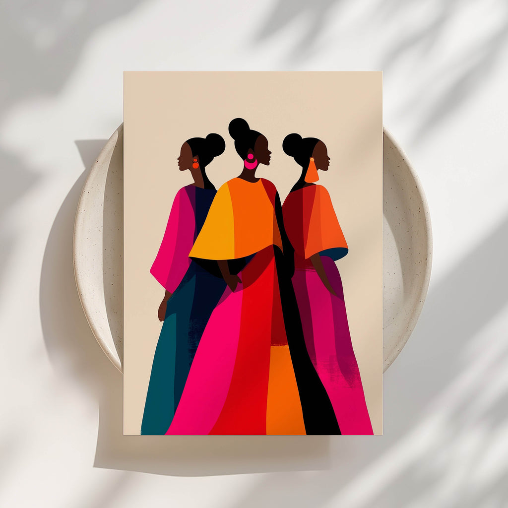 Vivid Sisterhood - Black Women Art Print