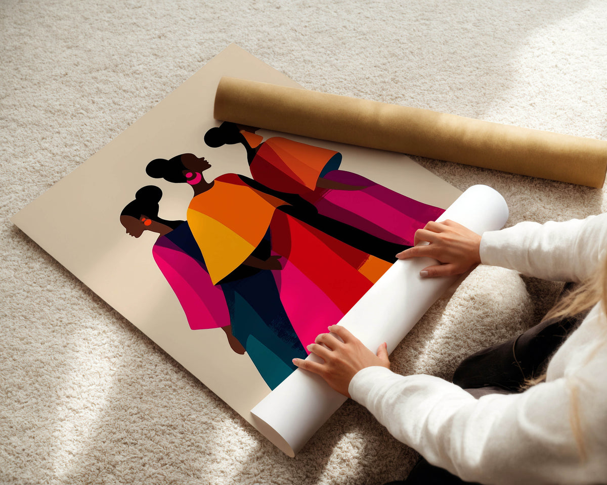 Vivid Sisterhood - Black Women Art Print