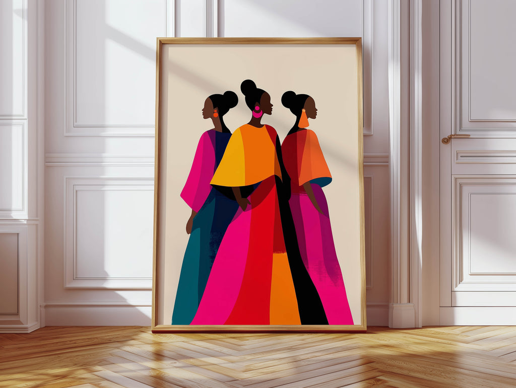 Vivid Sisterhood - Black Women Art Print