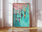 Sunlit Dive - Black Kids Ocean Art Print