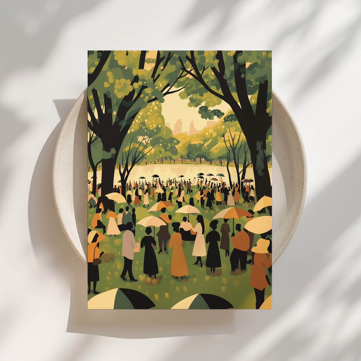 City Park Gathering - Umbrella Crowd Art Print