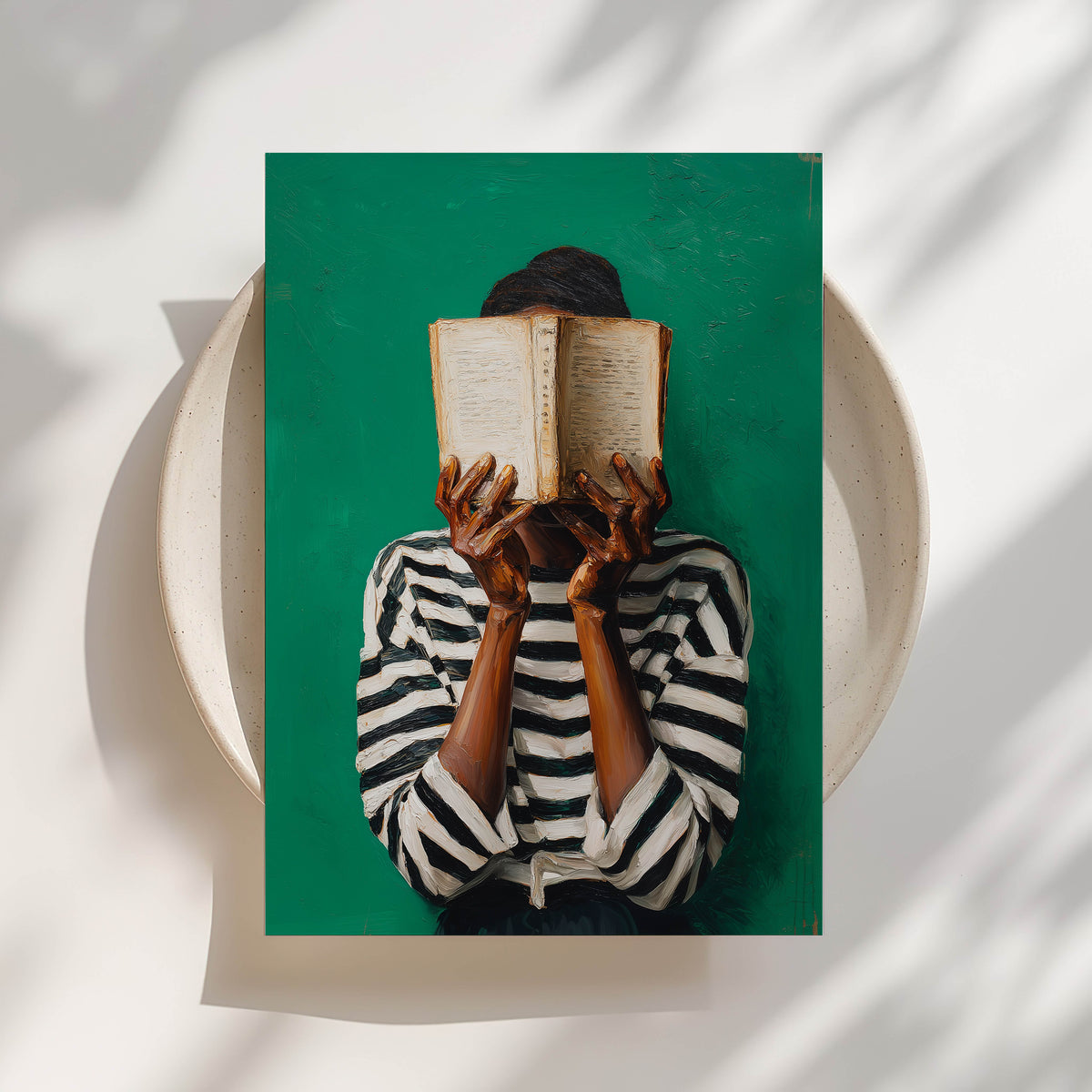 Deep in a Book - Black Woman Art Print