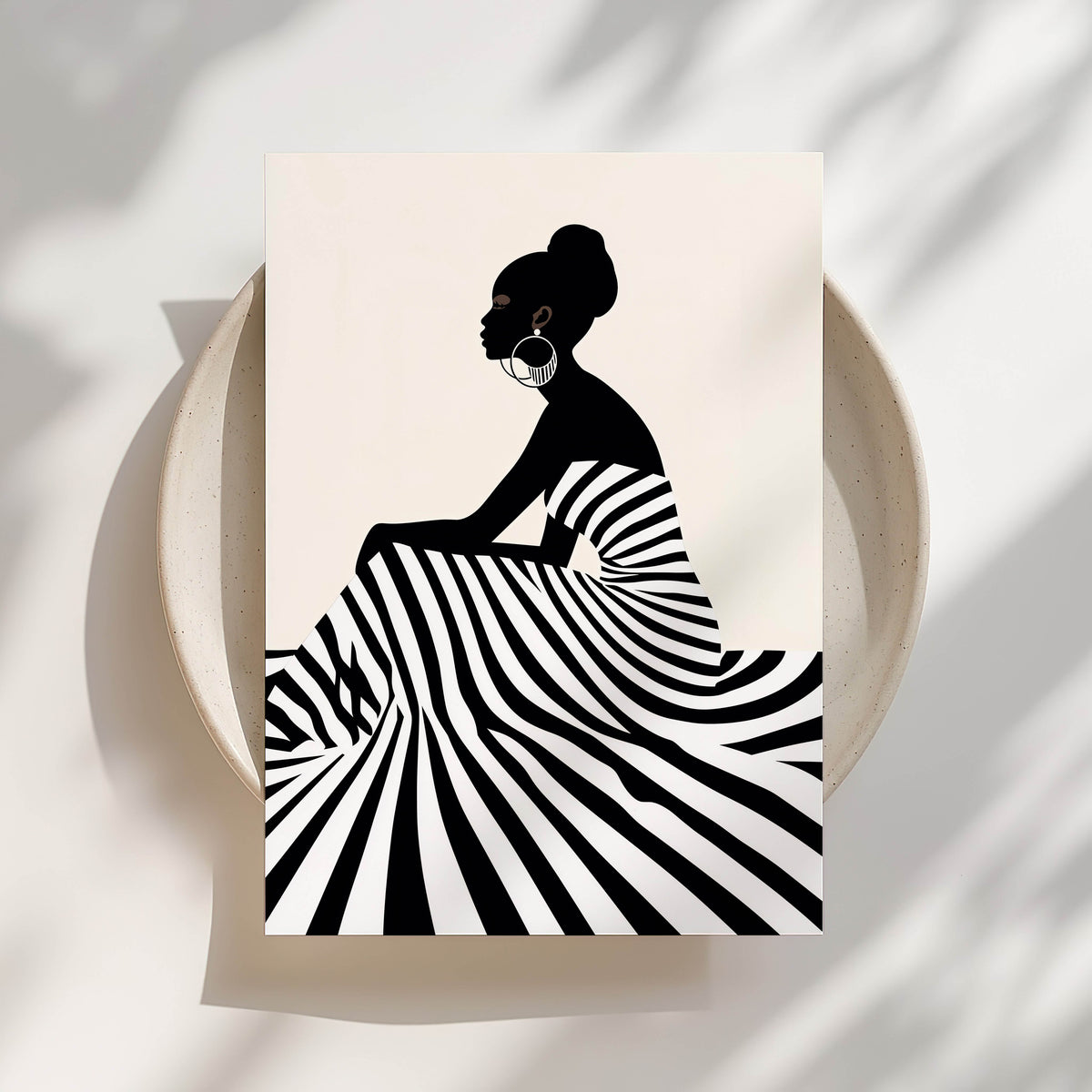 Stripes - Black Woman Silhouette Art Print