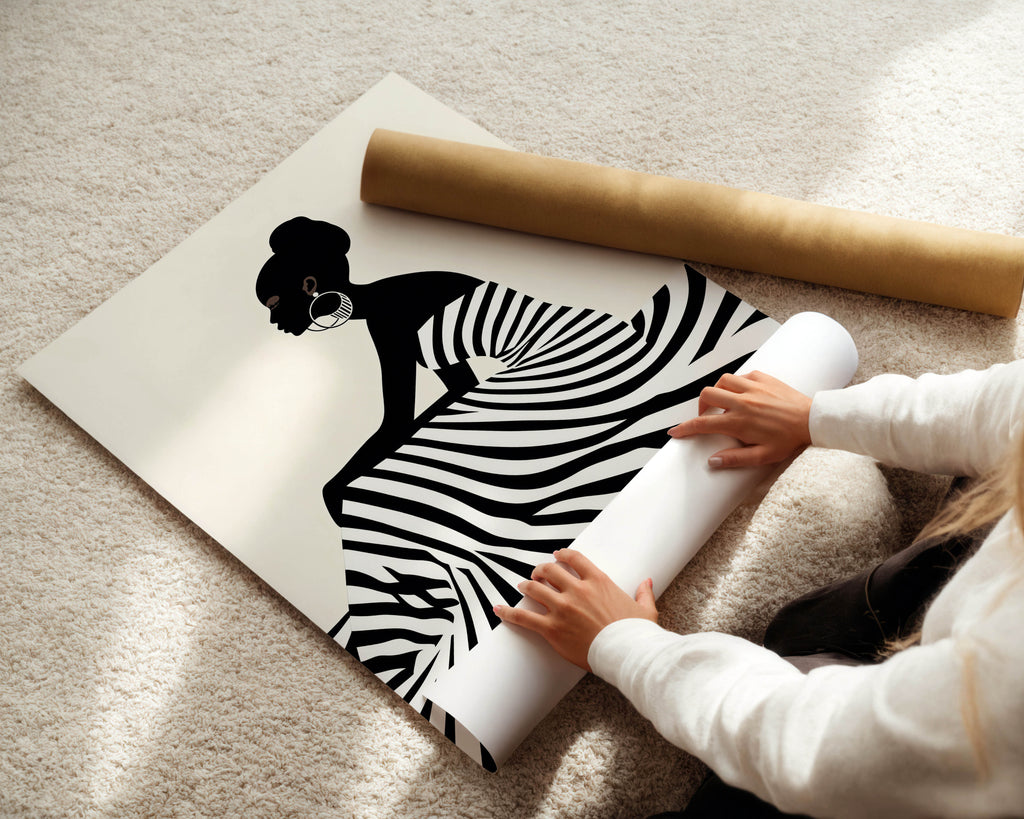 Stripes - Black Woman Silhouette Art Print