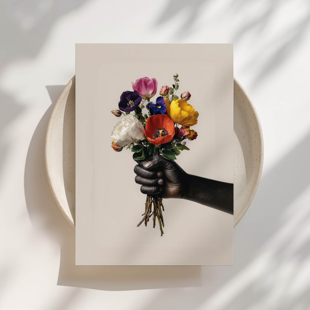 Bouquet - Black Hand Wall Art Print