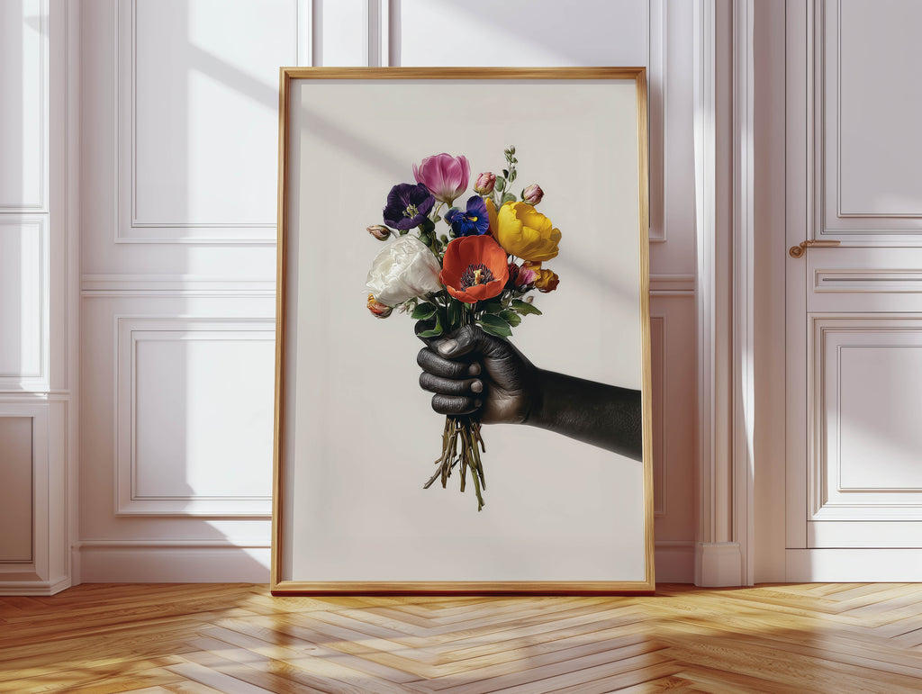Bouquet - Black Hand Wall Art Print