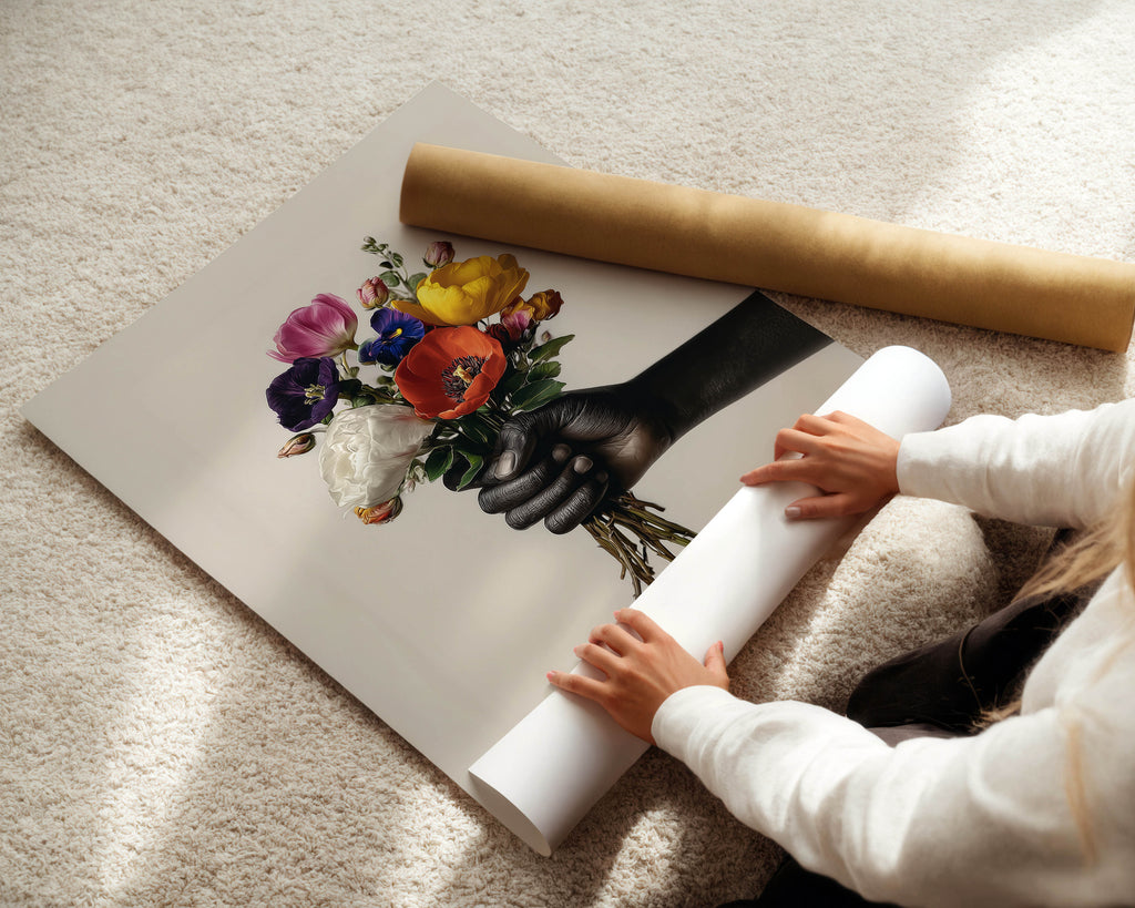 Bouquet - Black Hand Wall Art Print