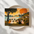 Autumn by the Lake - Black Family Art Print