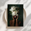 Peony Crown - Black Woman Art Print