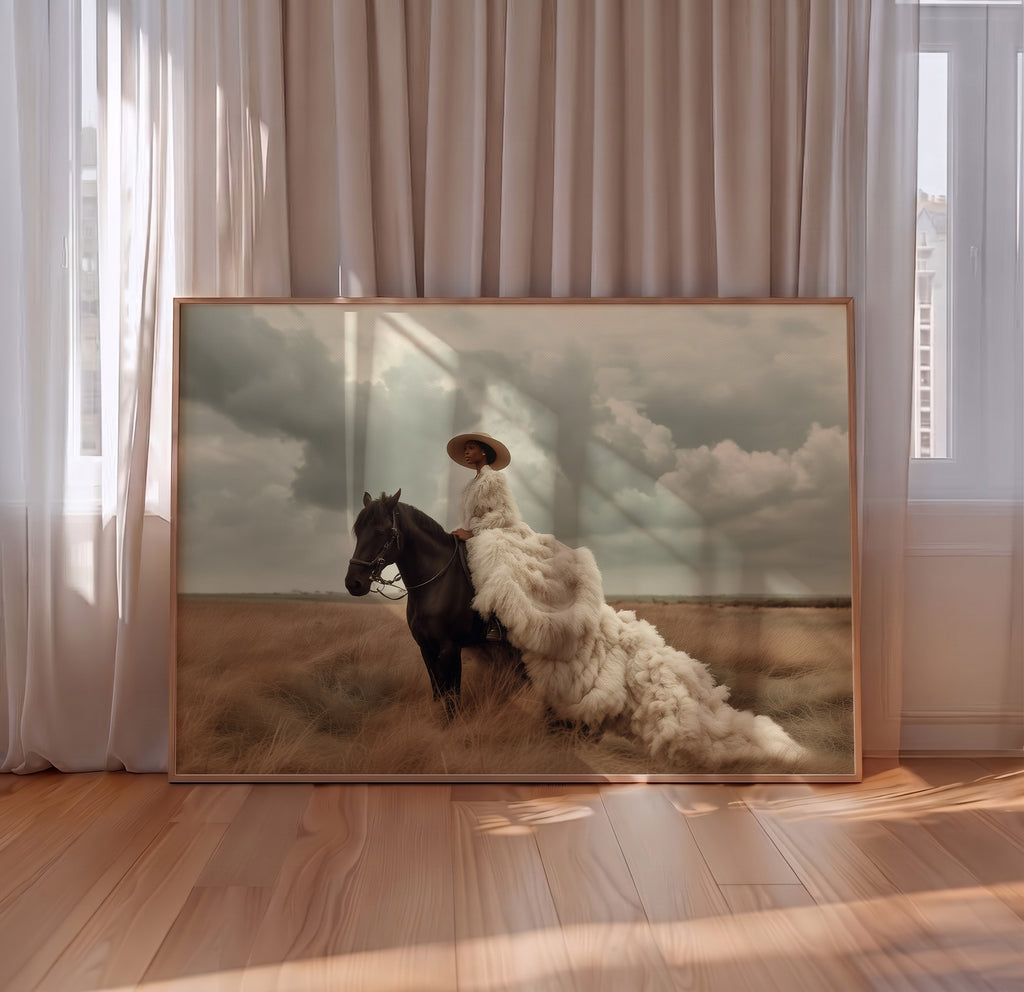 The Rider II - Black Equestrian Art Print