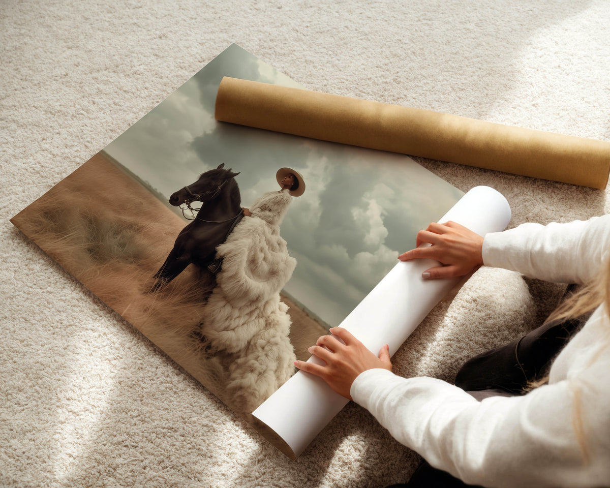 The Rider II - Black Equestrian Art Print