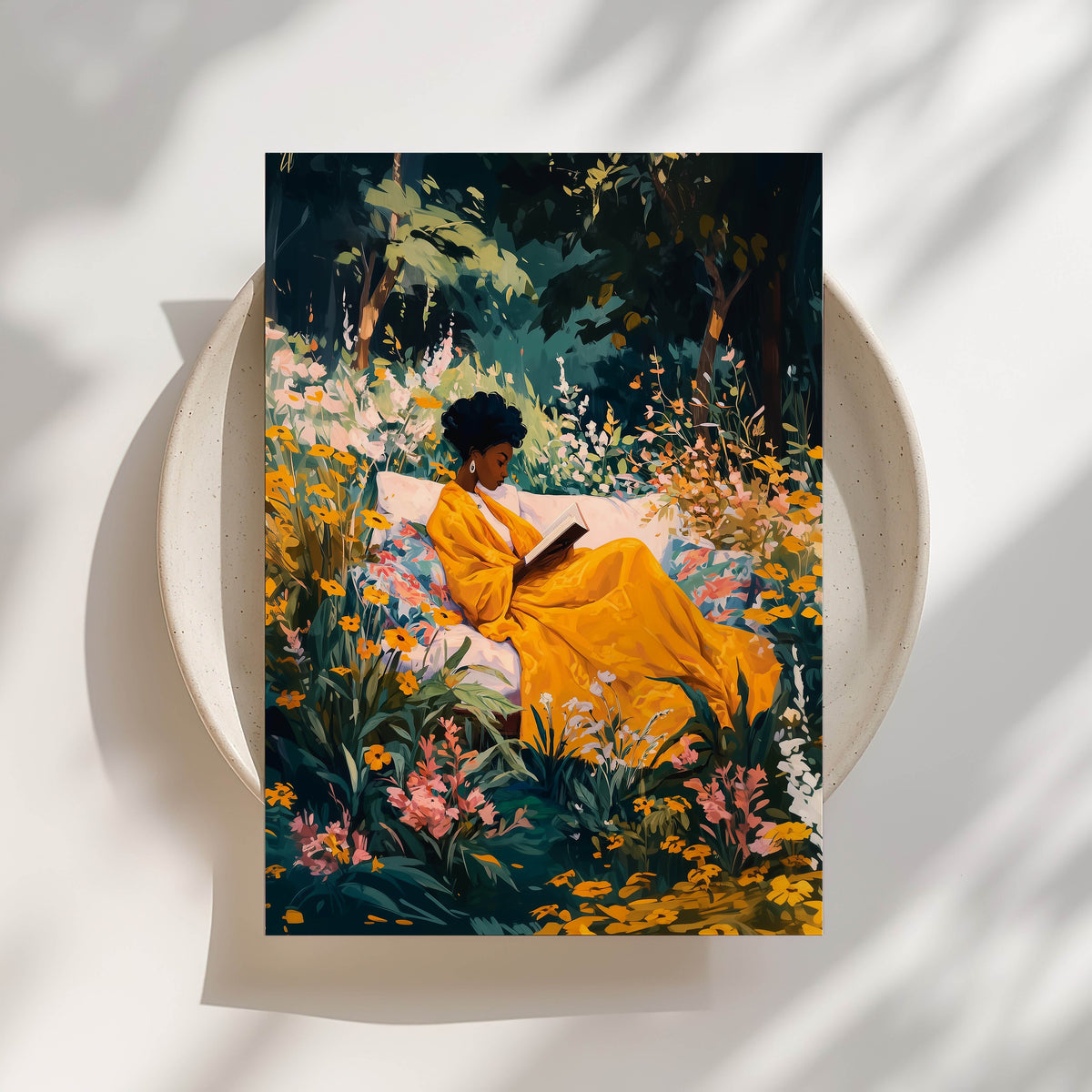 Wildflower Reader - Black Woman Art Print