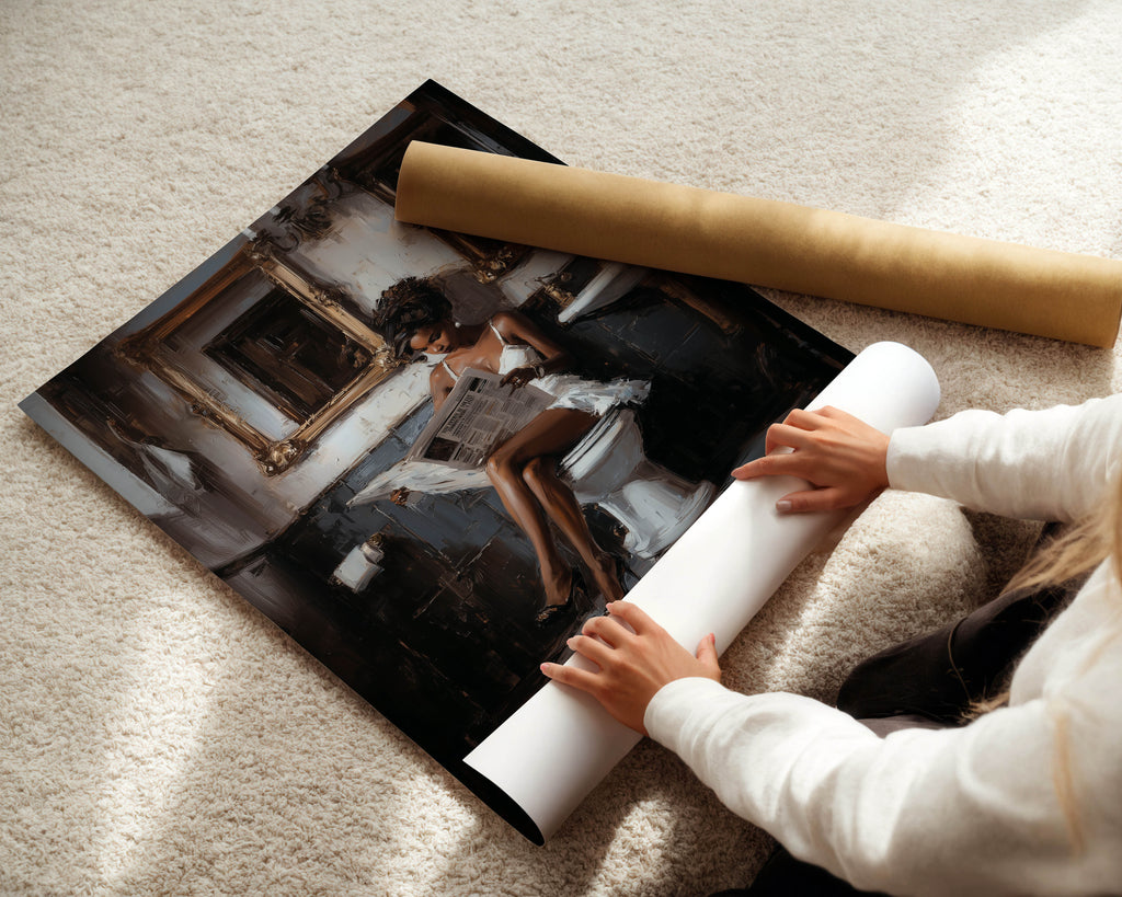 Morning Read - Black Woman Portrait Print