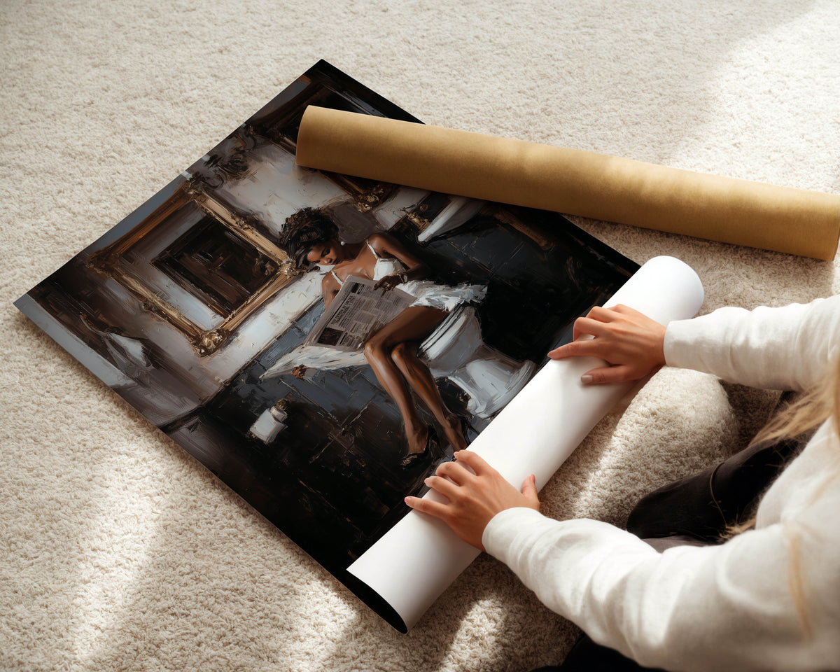 Morning Read - Black Woman Portrait Print