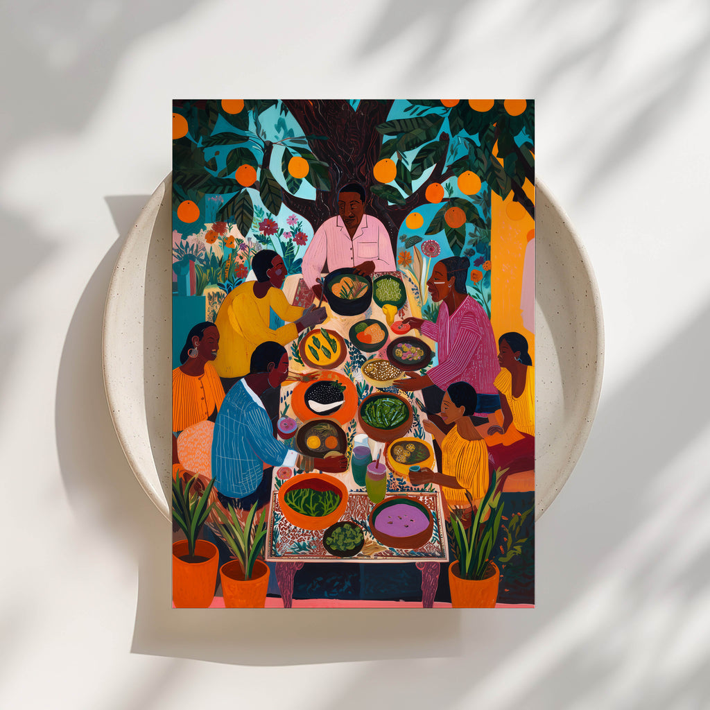 Orange Grove Feast - Black Family Art Print
