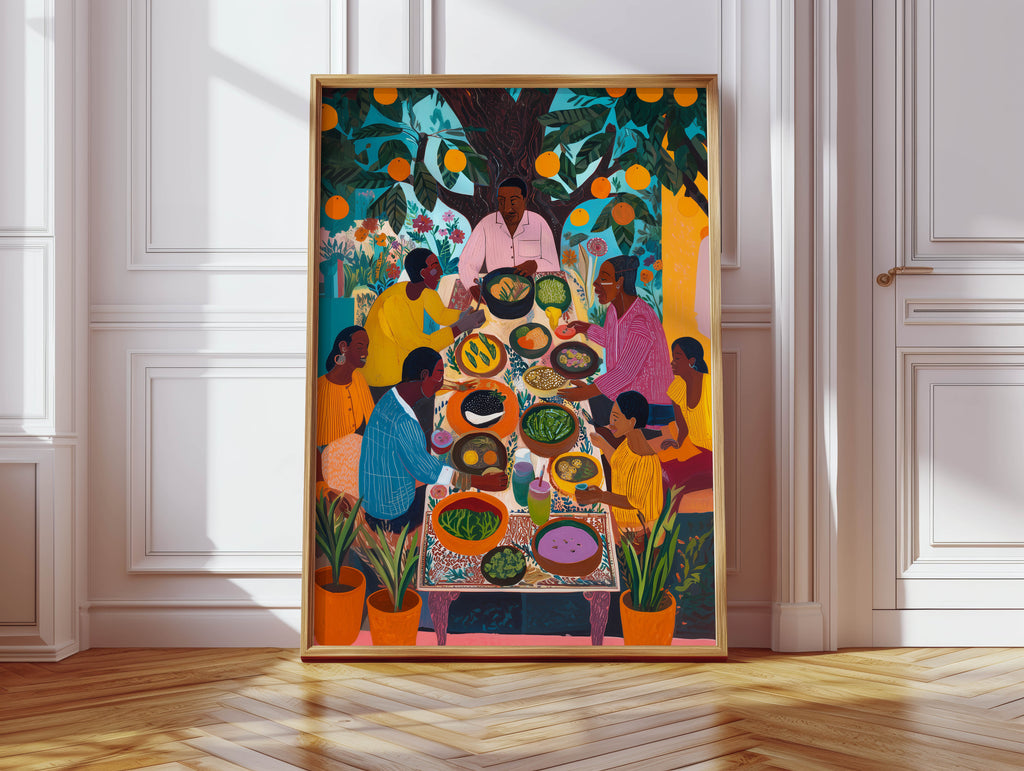 Orange Grove Feast - Black Family Art Print