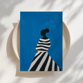 Stripes on Blue - Black Woman Art Print