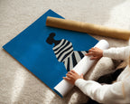 Stripes on Blue - Black Woman Art Print