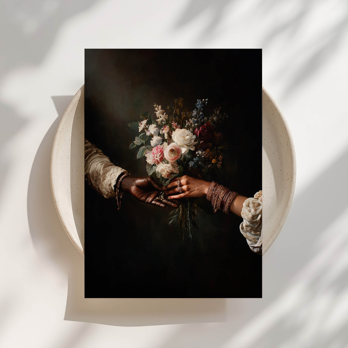 Black Couple Floral Art Print