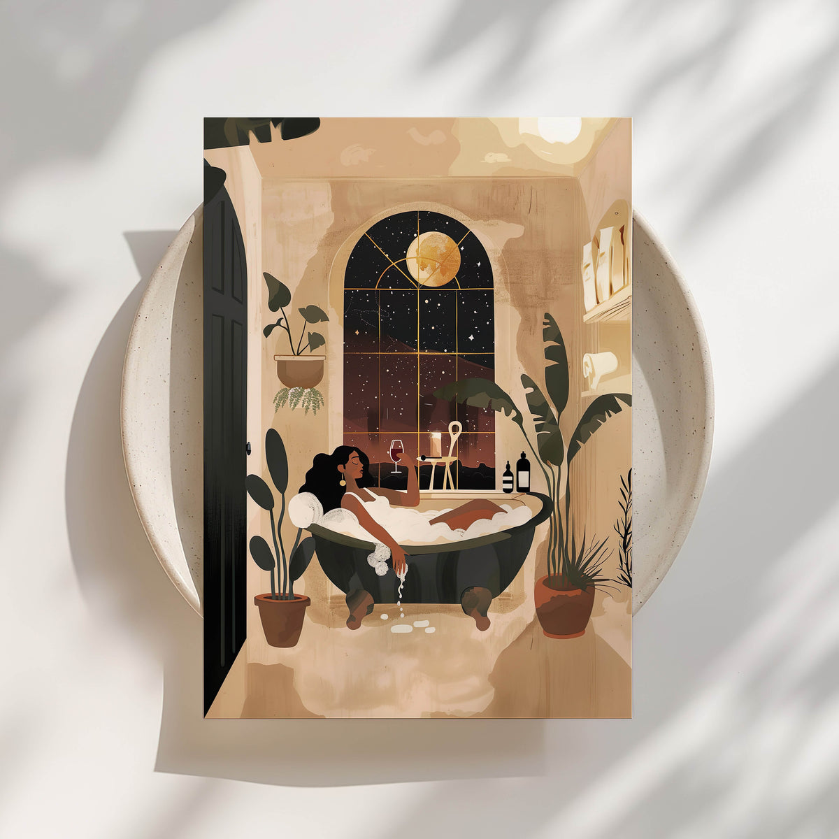 Black Woman, Bathtub Print
