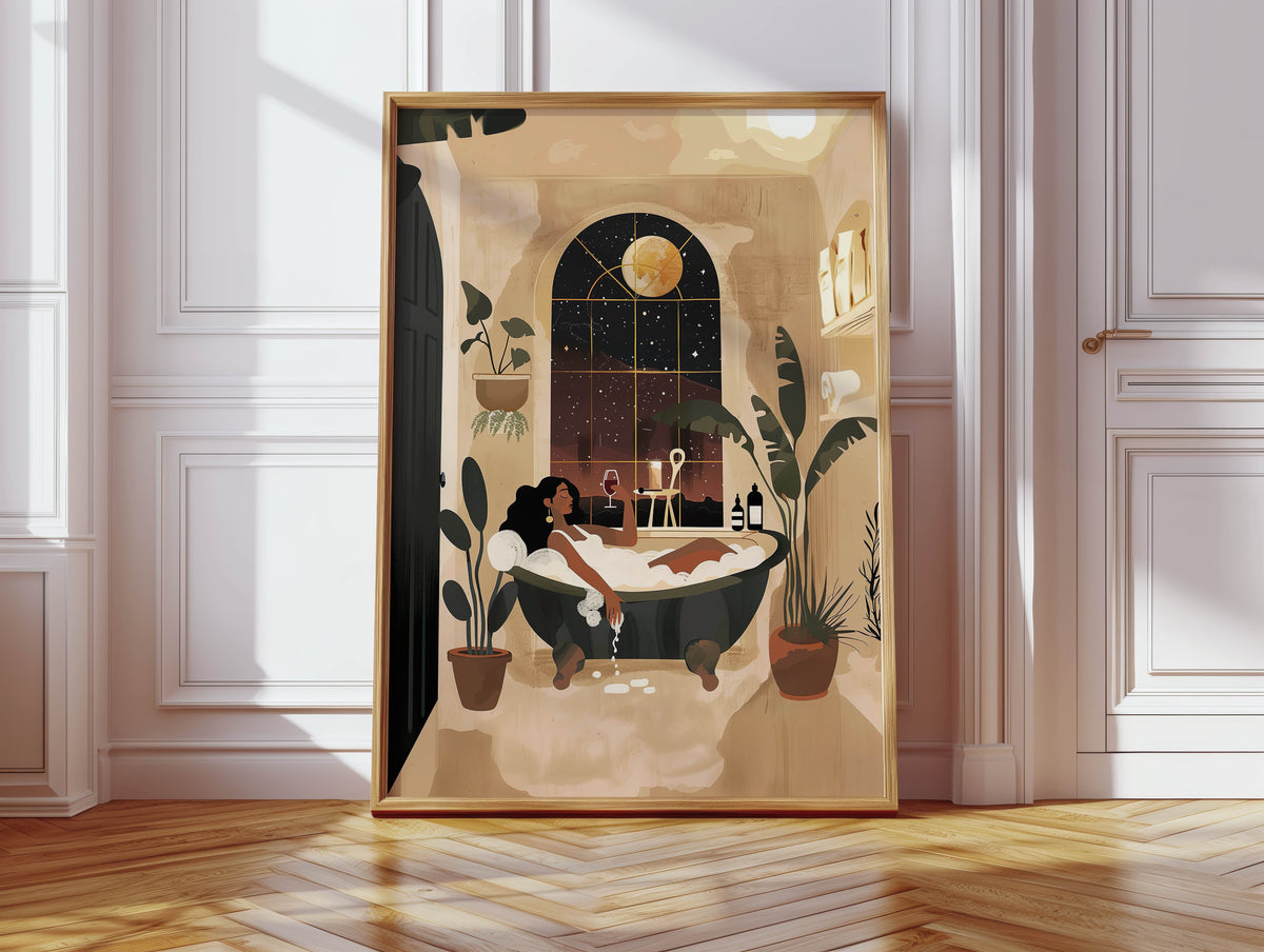 Black Woman, Bathtub Print