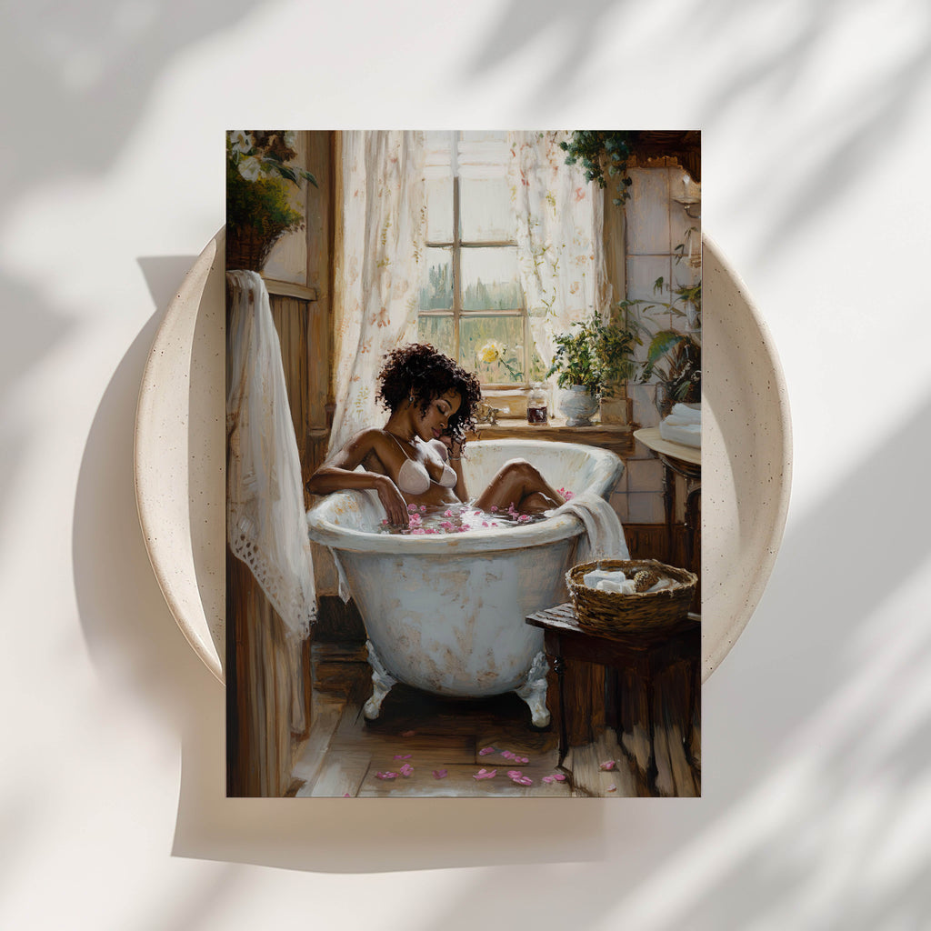 Black Woman, Bath Print
