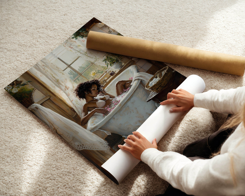 Black Woman, Bath Print