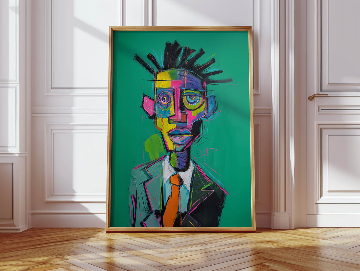 Black Abstract Face Print