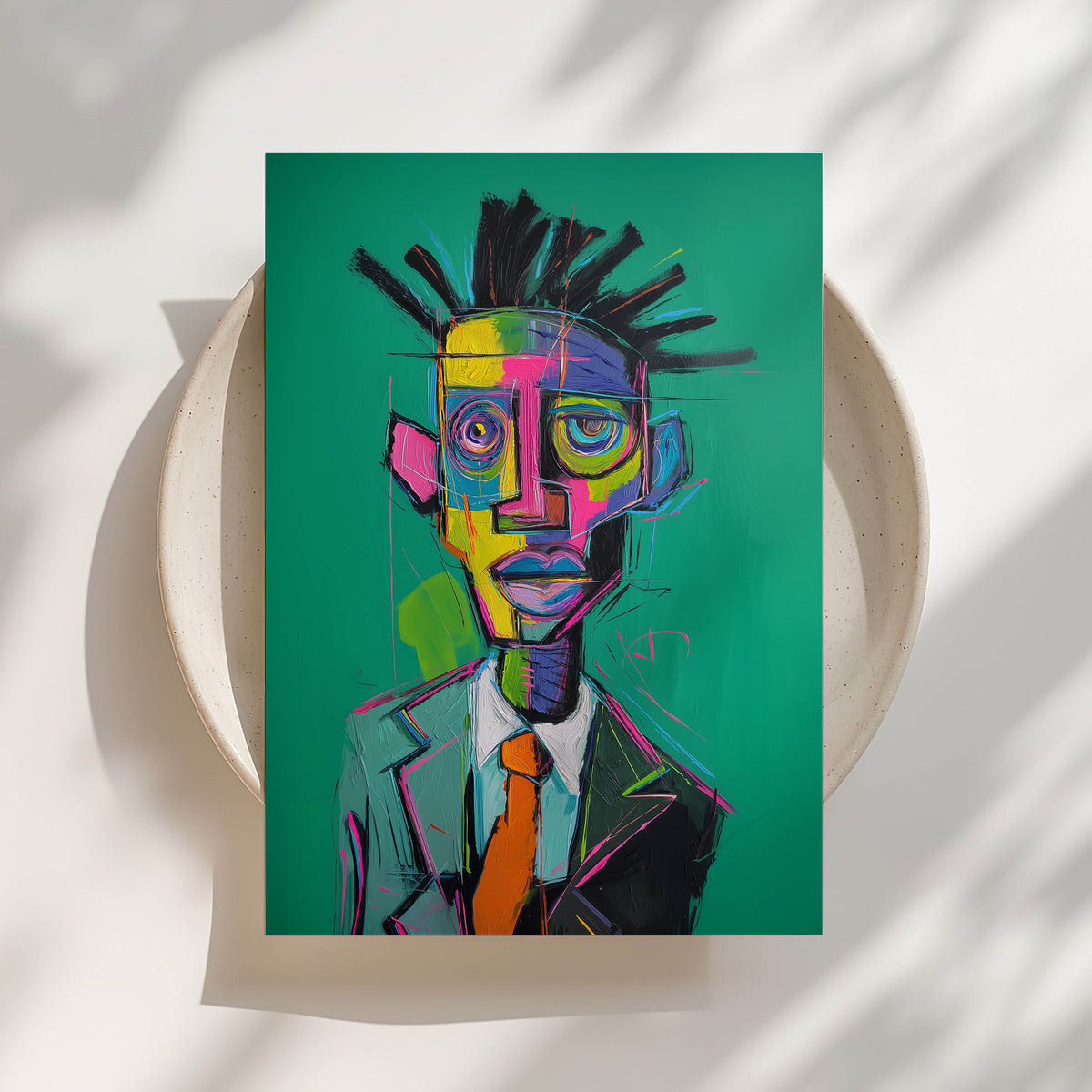 Black Abstract Face Print