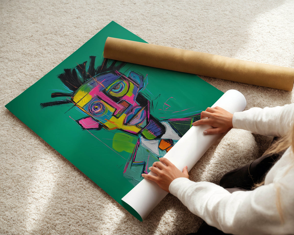 Black Abstract Face Print