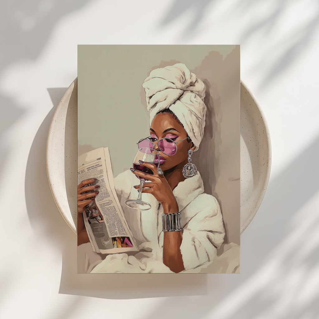 Black Woman, Bathroom Print